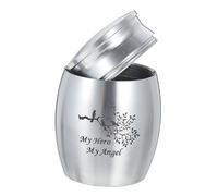 JUMPLAWN Pet Ash Jar Cremation Urn Tank Silver Mini Bone Ash Container for Cats and Dogs Memorial Keepsake