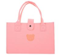JUMPLAWN Pink Felt Bear Tote Bag, Small 30x20x13cm for School | Large Capacity, Reusable and Versatile Design, Convenient for Office Use and Daily Shopping
