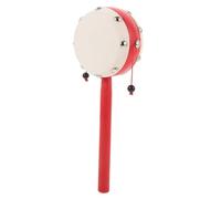 JUMPLAWN Rattle Drum Traditional Handheld Percussion Instrument for Soft Natural Sheepskin Sensory Play for Newborns and Encourages Rhythm and Hand Eye Coordination