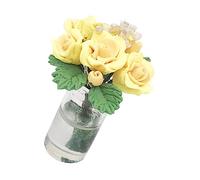 JUMPLAWN Rose Potted Model DIY Miniature House Ornament Flower Decoration for Dollhouse Portable and Mini Furniture for Home and Garden Decor