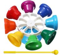 JUMPLAWN Rotating Hand Bells Musical Instrument for Toddlers Kids Baby Early Education Cognitive Development Sensory Toy with Assorted Colors and Percussion Stick