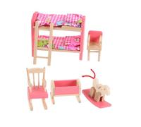 JUMPLAWN Scale Miniature Wooden Bunk Bed Dollhouse Furniture Set for Dolls Bedrooms