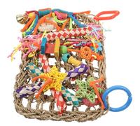 JUMPLAWN Seagrass Hanging Mat for Parakeet and Cockatiel Bird Toys for Foraging Natural Material for Bird Cages
