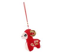 JUMPLAWN Sheep Stuffed Figure Red Cloth Plush Ornament for Entryways Desks | Traditional Oriental Patterns, Cloud Motifs and Fu Details, Stable Standing or Sitting Shape, for Friends