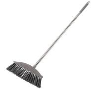 JUMPLAWN Stainless Steel Handled Broom for Household Cleaning with Sturdy Plastic Bristles, Easy to Store and Not Easy to Get Broken, for Homes and Kitchens, Long Handle Broom for Efficient