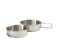 JUMPLAWN Sturdy Small Stainless Steel Folding Bowls Set of 2 Pcs, Rust Resistant Mini Camping Tableware with Storage Bag, Lightweight Outdoor Hiking Bowls for Camping