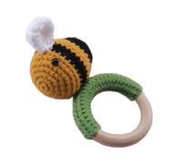 JUMPLAWN Toddler Hand Rattle Baby Hand Rattle Woolen and Wood Material Comfortable to Touch Practical Bee Shape Design Suitable for Office and Home Use