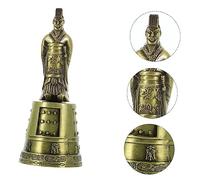 JUMPLAWN Vintage Alloy Hand Bell Multi Functional Decorative Desktop Ornament for Home and Restaurant Use Xi an Tourism Souvenir with Shi Huang Model Collectible Craft for History and