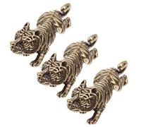 JUMPLAWN Vintage Copper Tiger Figurines Set and Beautiful Appearance 3pcs for Home Decoration, Retro Zodiac Tiger Model Animal Ornaments with Design