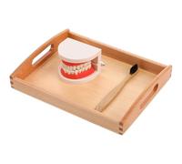 JUMPLAWN Wooden Children Brushing and Washing Set Toy Educational Early Learning Kit for Boys and Girls Fun Tooth Brushing Game Accessories Random Color
