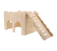 JUMPLAWN Wooden Hamster Platform Hideout House with Ladder - Dwarf Cage Platform Accessories for Small Animal Mouse Rat Gerbil Castle