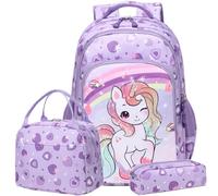 Jumpopack Strawberry Unicorn Backpack for Primary Lightweight Girls School Bag Sets with Lunch Bag and Pencil Case Gift