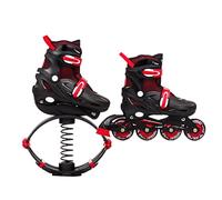 Jumps Shoes Kangaroo Jumping Shoes, Kids Teen Fitness 2 In 1 Roller Skates Bouncing Shoes, 3 Sizes (Color : Black+red, Size : 39-42)