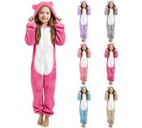 Jumpsuit for Kids Boys Girls Stylish Patchwork Fall Winter Fleece Hooded Sleepsuit Soft Comfortable Long-Sleeved Zip Up Jumpsuit Pyjamas Simple Fashionable Thermal Thickened (Beige #3, 8-9 Years)