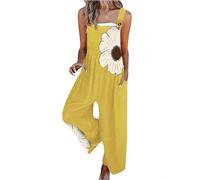 Jumpsuit for Women UK Casual Floral Printed Sleeveless Wide Leg Pants Dungarees Fashion Fit Rompers Ladies Summer Boho Loose Overalls High Waist Leisure Loungewear Playsuit with Pockets