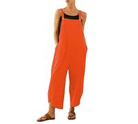 Jumpsuit for Women UK Summer Dungarees Loose Plus Size Wide Leg Rompers with Pockets Cold Shoulder Suspender Overalls Solid Color High Waist Leisure Playsuit Loungewear Going Out Outfits