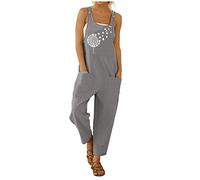 Jumpsuit for Women UK Summer Dungarees Loose Plus Size Wide Leg Rompers with Pockets Cold Shoulder Suspender Overalls Solid Color High Waist Leisure Playsuit Loungewear Going Out Outfits (Z1-White, L)