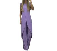 Jumpsuit Women's Elegant 2-Piece Sleeveless Trouser Suit Bodycon Leisure Suit Cardigan Long Sleeve Shirt + Wide Leg Trousers Loungwear Wedding Bridesmaid Party Romper Business Suit Streetwear, purple