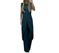 Jumpsuit Women's Elegant 2-Piece Sleeveless Trouser Suit Bodycon Leisure Suit Cardigan Long Sleeve Shirt + Wide Leg Trousers Loungwear Wedding Bridesmaid Party Romper Business Suit Streetwear, navy