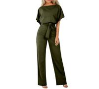Jumpsuits for Women Uk Elegant Evening Summer Short Sleeve Playsuits Ladies Plain Casual Wide Leg Pant Belted Romper formal Wedding Overalls Baggy One Piece Outfits Dungarees My Orders