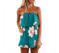 Jumpsuits For Women UK Floral Printed Top Sleeveless Bandeau Romper High Waist Playsuits Casual Ladies ShortsWide Leg Short Ladies Elegant Overalls Womens Jumpsuits Bohemian Summer Outfits