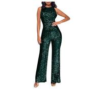 Jumpsuits for Women UK Slim Sequin Sleeveless Playsuits Trousers Plain Tunic Rompers Sparkly One Piece Pants Shining Overalls Elegant Sexy Coveralls Party Club Wedding Casual Outfit
