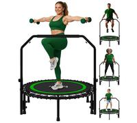 Jumpzylla Fitness Rebounder Trampoline for Adults, Mini Trampoline for Adults with Bar and Elastic Bands, Family Kids & Adult Exercise Trampolines Indoor/Outdoor, 450lbs, 40 inch (Green)