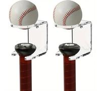 JUMRHFAN 2pcs Wall Mount Baseball Storage Rack, Heavy Duty Acrylic Baseball Bat Holder Sports Equipment Organizer for Bat and Ball Display in Home or Baseball Stadium(Clean)