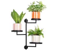 JUMRHFAN 3-Tier Rotating Plant Stand, Sturdy Indoor Windowsill Shelves for Small Potted Plants, Herbs & Succulents, Space-Saving Tiered Organiser, 360°Swivel Design