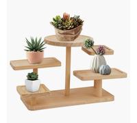 JUMRHFAN Wood Small Plant Stand,Window Sill Plant Shelf,Round Tabletop Plant Stands,Desktop Plant Stand for Office Bedroom Dining Room Study (5 Tier)