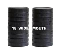 Jumterlee 18 Pack Black Wide Mouth Mason Jar Lids with Silicone Rings, Plastic Mason Jar Lids,Plastic Canning Lids, Fit Ball,Kerr and More (black)