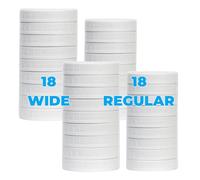 Jumterlee 36 Pack White Plastic Mason Jar Lids with Silicone Rings, 18 Wide Mouth & 18 Regular Mouth Mason Jar Lids,Plastic Canning Lids, Fit Ball,Kerr and More (White)