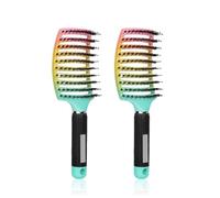 Jumuao 2pcs Hair Brush, Organic Hair Brush, No Pulling, Boar Bristle Hair Detangling Brush for Daily Hair, Hair Combs, Curls, Long Hair Comb