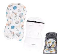 JUMUAO Baby Seat Covers for Prams, Universal Buggy Insert, Soft and Adjustable, 100% Cotton, Car Seat Pram Cushion, Breathable Seat Insert Summer and Winter (Planet)