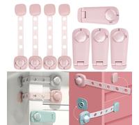 Jumuao Child Safety Cabinet 8 Pieces Baby Safety Locks, Cabinet and Drawer Lock with Double Safety Switch, Child Lock Door Latch for Cupboards, Drawers (Pink)