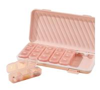 Jumuao Daily Pill Organiser, Pill Box, 7 Days, Morning, Noon, Evening, Portable Pill Box, 3 Compartments, Travel Pill Organiser for Travel and Daily Use, etc. (Pink)