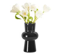 Jumuao Modern Glass Flower Vase, 20 cm High Tulip Vase, Glass Bubble Vase for Flowers, Glass Bubble Vase, Hand-Blown Table for Home Decoration, Centrepieces (Black)