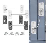 Jumuao Pack of 4 Fridge Lock, Window Locks, Children, Fuses Children with Strong Adhesive, Door Window Locks, Doors, for Fridges, Washing Machines, Windows