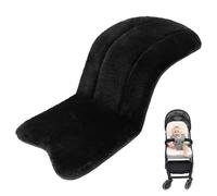 JUMUAO Pram Seat Cover Winter, Imitation Rabbit Fur Seat Insert for Pram, Universal Pram Insert, Soft Baby Seat Insert for Buggy, Child Seat, Baby Seat (Black)