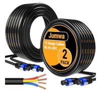 Jumwa 10M 2Pack Speakon Cables 15 Gauge 99.9% OFC (Oxygen Free Copper) Professional Speaker Cables with Twist Lock for Pro and Home Audio, 4 Conductors