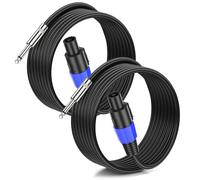 Jumwa 2pack 25M Speakon to 1/4" TS Speaker Cables for Audio Amplifier with Twist Lock 15AWG Speakon Cables for Heavy Duty Audio, M-M
