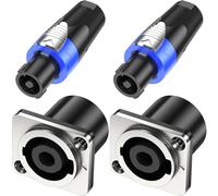 Jumwa 2Sets Speakon Adapter Speakon Connector Plug and Socket Metal Panel Twist Lock Compatible with Neutrik Speakon NL4MP, NL4MPR, NL4FC, NL4FX, NLT4X, NL4 Series, NL2FC, Type5