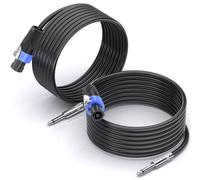 Jumwa 3M 2pack Speakon to 1/4’’TS Cables with Twist Lock 15AWG 2Wires Cable | Speaker Cables for DJ/PA Audio Amplifier, M-M, Compatible with NL4FC & NL2FC, Resistant to Cold and Heat