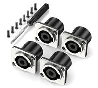 Jumwa 4Pack 4 Pole Speakon Panel Twist Lock Speaker Connector Socket Metal Panel Jack Mount Compatible with Neutrik Speakon NL4MP, NL4MPR, NL4FC, NL4FX, NLT4X, NL4 Series, NL2FC, Type5