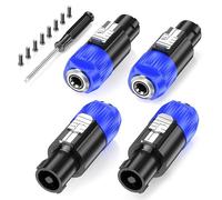 Jumwa 4Pack Speakon to 1/4" Adapter Audio Speaker Plug Female to NL4FC Male Connectors Twist Lock 4 Pole to 2 Pole With Screwdriver, Type9