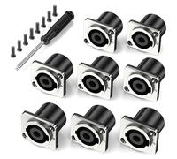 Jumwa 8Pack 4 Pole Speakon Panel Twist Lock Speaker Connector Socket Metal Panel Jack Mount Compatible with Neutrik Speakon NL4MP, NL4MPR, NL4FC, NL4FX, NLT4X, NL4 Series, NL2FC, Type5
