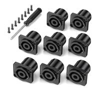 Jumwa 8Pack 4 Pole Speakon Panel Twist Lock Speaker Connector Socket Square Panel Jack Mount Compatible with Neutrik Speakon NL4MP, NL4MPR, NL4FC, NL4FX, NLT4X, NL4 Series, NL2FC, Type6