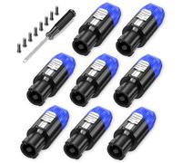 Jumwa 8Pack Speakon Connector With Screwdriver Audio Speaker Adapter Plug Twist Lock Compatiable with Speakon NL4FC, NL4FX, NLT4X, NL2FC, Type3
