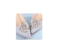 Jumwrit 1 Pair Round Rhinestone Shoe Clips Fashion Crystal Bridal Wedding Shoe Charms Detachable Bride Party Shiny Shoe Buckle Clips Accessories for Women, Middle, Alloy, No Gemstone