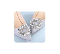 Jumwrit 2Pcs Round Crystal Bridal Shoe Clips for Women Wedding Party Prom Shoe Charms for Heels Flats Removable Sparkly Rhinestone Shoe Buckles Decorative Shoe Decoration Accessories, Middle, Alloy